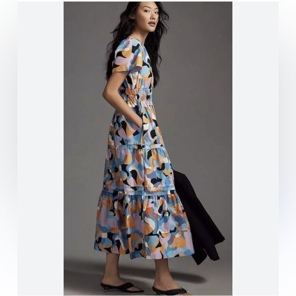 Anthropologie The Somerset Maxi Dress Blue Orange Fall Size Large